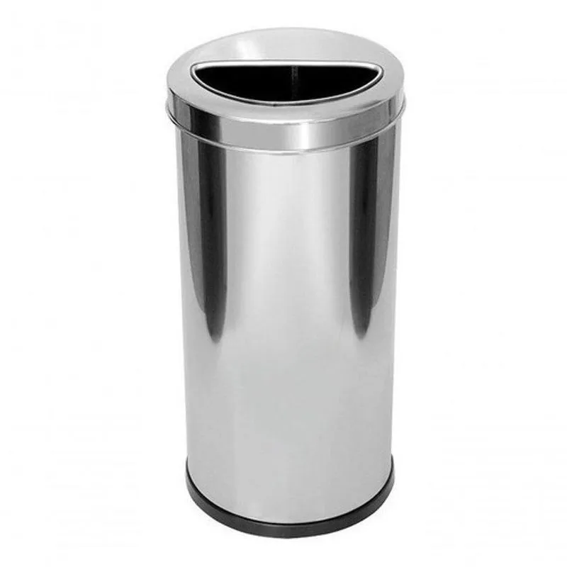 Lixeira Inox 30l Com Aro Meia Lua