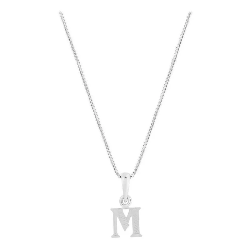 Colar Feminino Pingente Letra M Inicial Do Nome Prata 925