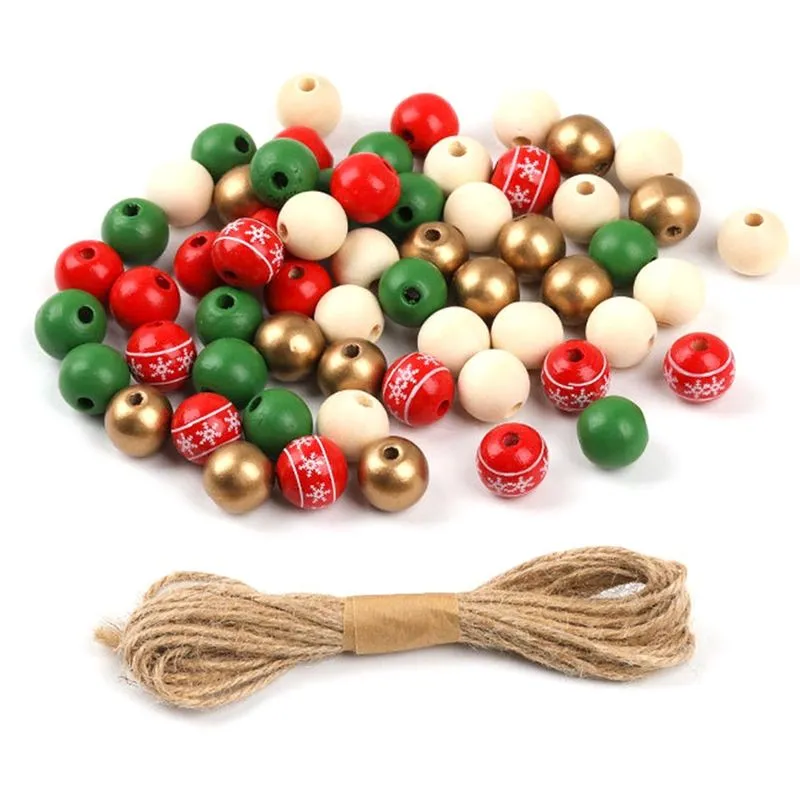 200 Peças De Contas De Madeira De Natal 16 Mm Conjunto De Contas De Madeira Coloridas