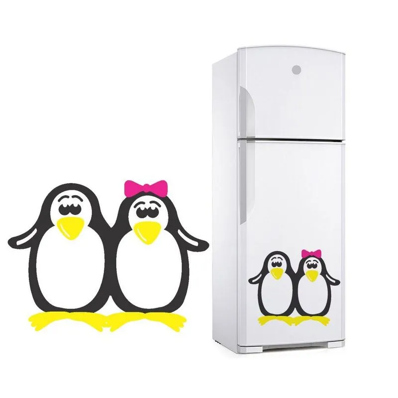 Adesivo Decorativo de Geladeira e Parede Casal de Pinguim