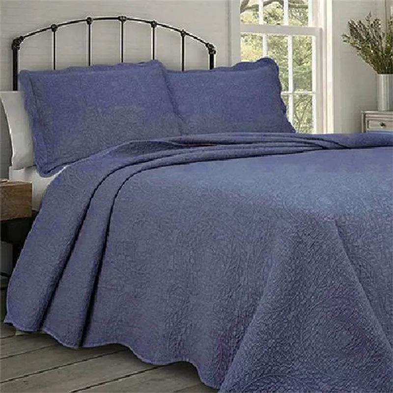 Kit Colcha Queen Camesa Mandalay Azul Efeito 3d