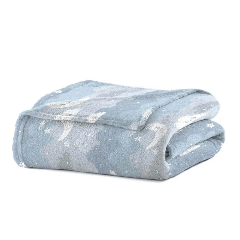 Cobertor de Microfibra Baby Flannel 90cm x 1,10m - Camesa - Céu Azul