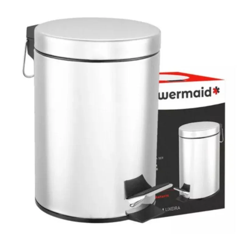 Lixeira Inox Redonda Multiuso - 12 Litros Resistente E Elegante Para Diferentes Ambientes