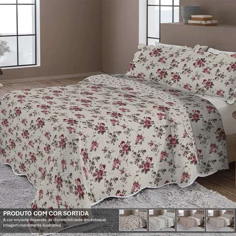 Kit Colcha King Camesa - Cor Sortida 280x260cm