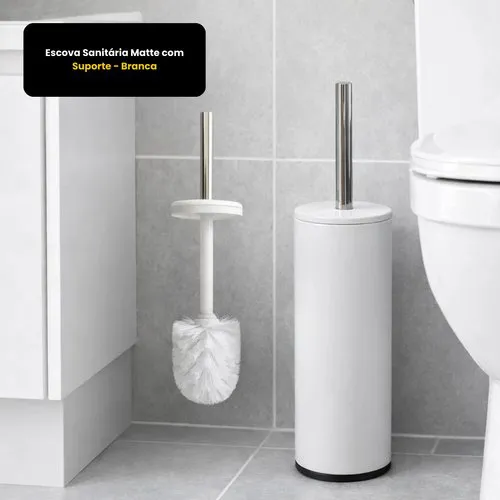 Escova Sanitária Matte com Suporte - Branca