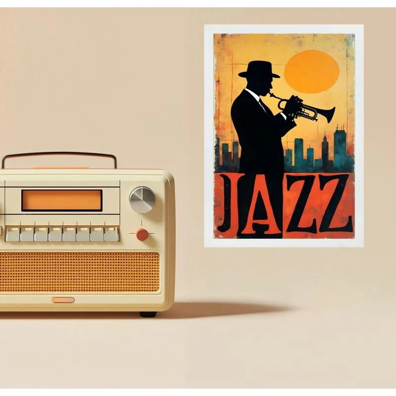 Quadro Músico Jazz - Homem Com Trompete 33X24Cm