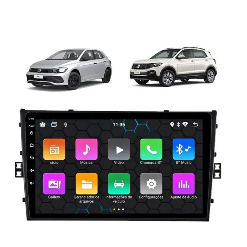 Kit Multimídia Polo TCross Android 2/32GB 9 Pol Bt Carplay - Vision 8990X