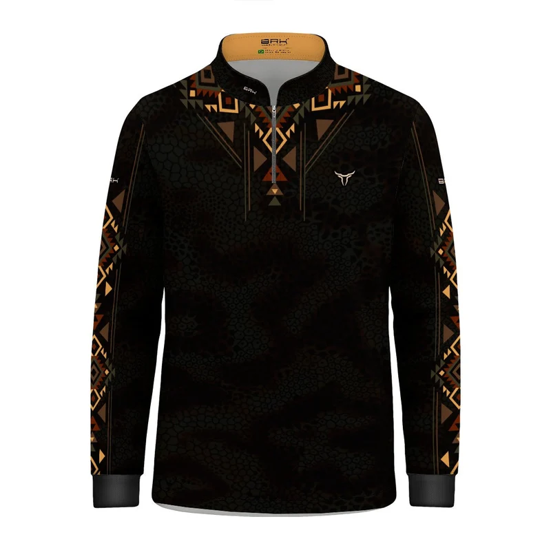 Camisa Infantil Preta Longhorn Apache com UV50 1 a 2 Anos