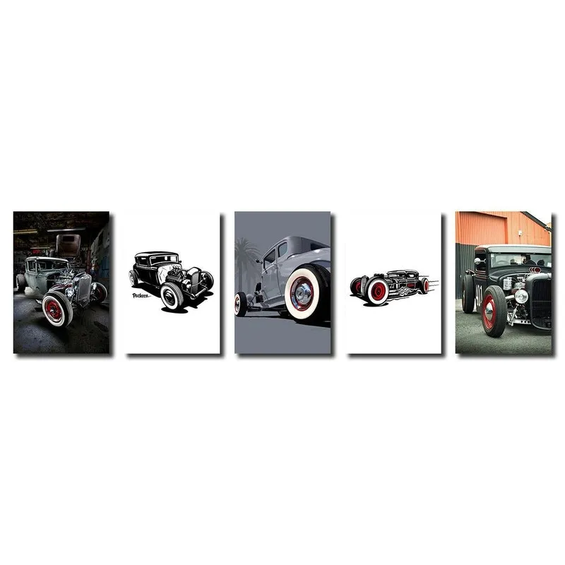 Kit 5 Placas Decorativas Carros Variados Mdf