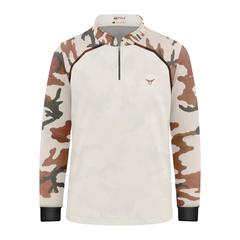 Camisa Infantil Camuflado Cow Print Creme Claro com Proteção UV50 6 a 7 Anos