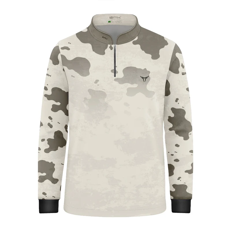 Camisa Infantil Camuflado Cow Print Areia com Proteção UV50 6 a 7 Anos