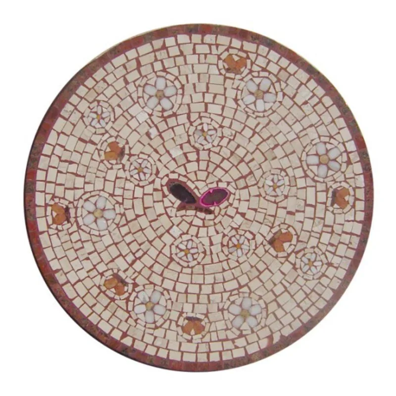 Mandala Em Mosaico Fiori E Farfalle Com Granito E Mármore Bege Mosaico