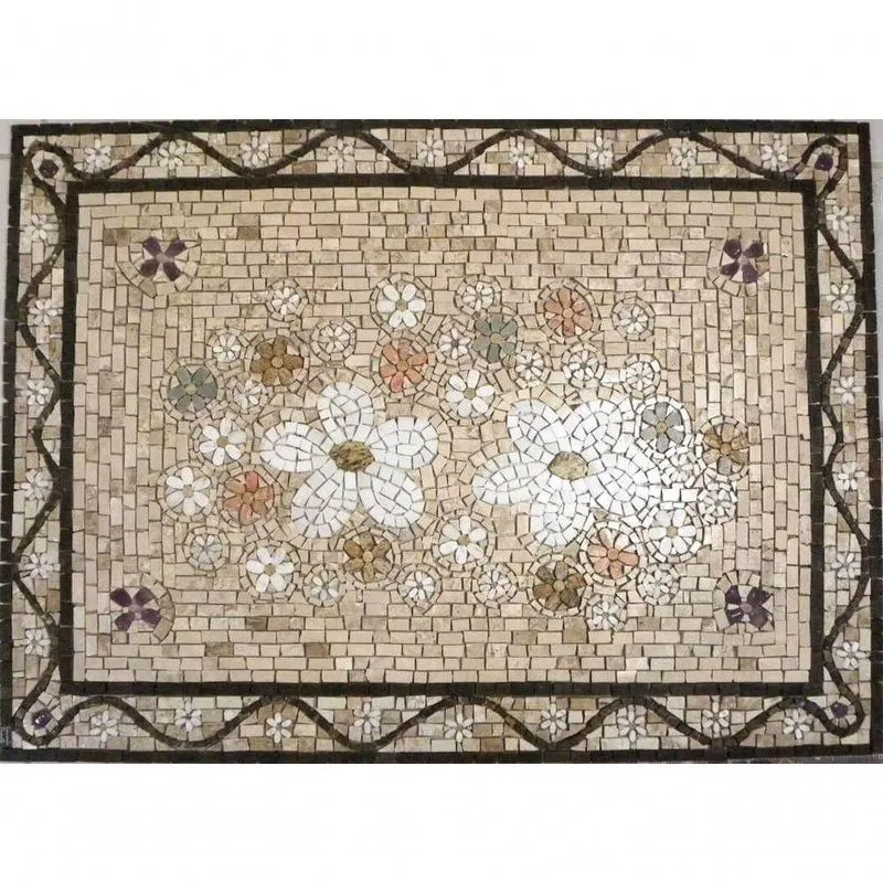 Mandala Mosaico Floral Festoni In Fiori Bianchi Ii Tamanho 120x180cm