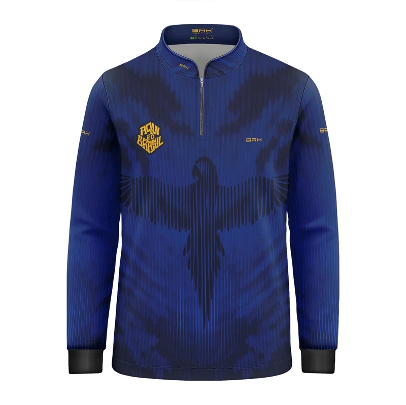 Camisa Brk Infantil Aqui é o Brasil Arara Azul com Proteção UV50 1 a 2 Anos