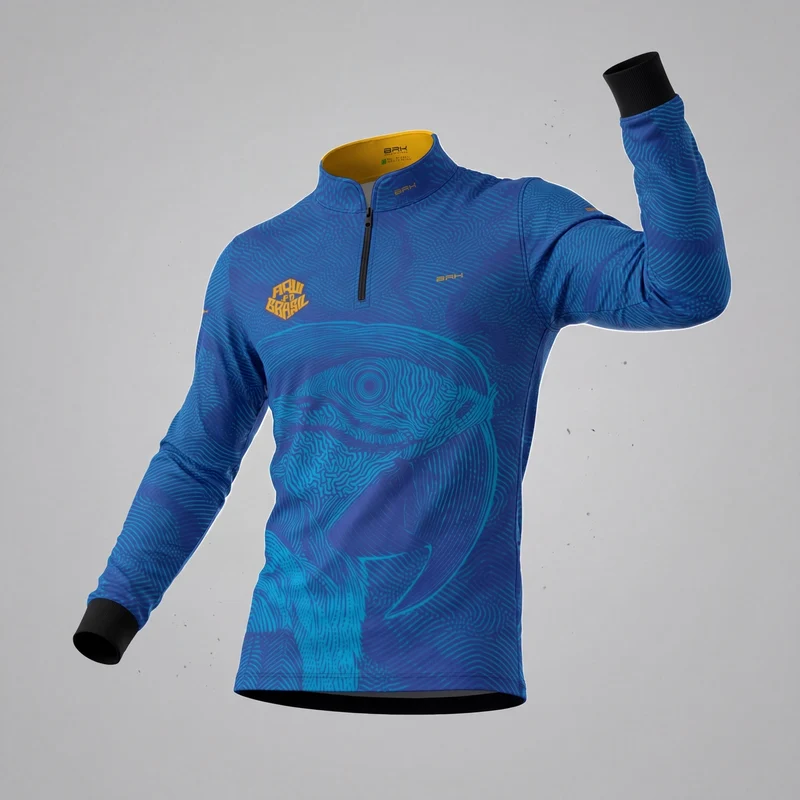 Camisa Brk Aqui é o Brasil Arara Sombreada Azul Royal com Proteção UV50 GG