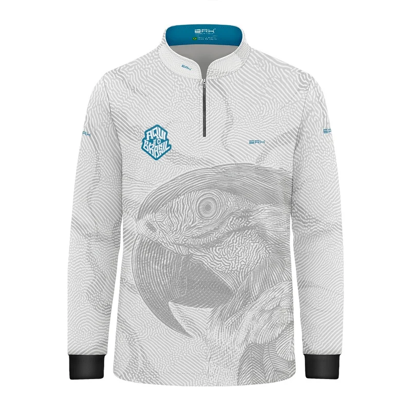 Camisa Brk Infantil Aqui é o Brasil Arara Sombreada Branca com Proteção UV50 12 a 13 Anos