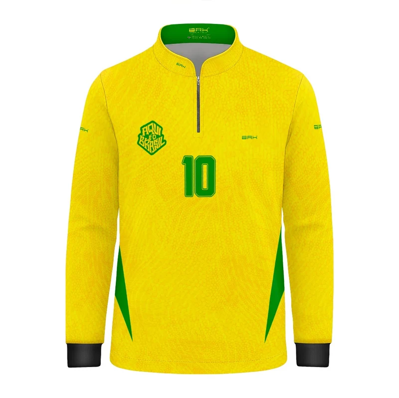 Camisa Brk Infantil Aqui é o Brasil Clássica 10 Amarela com Proteção UV50 12 a 13 Anos