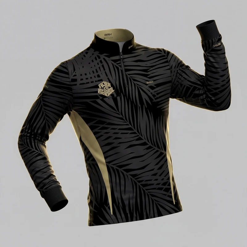 Camisa Brk Aqui é o Brasil Tropical Preta com Proteção UV50 PP