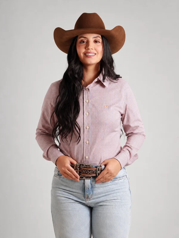 Camisa Xadrez Feminina Farm Salmao - Manga Longa G1