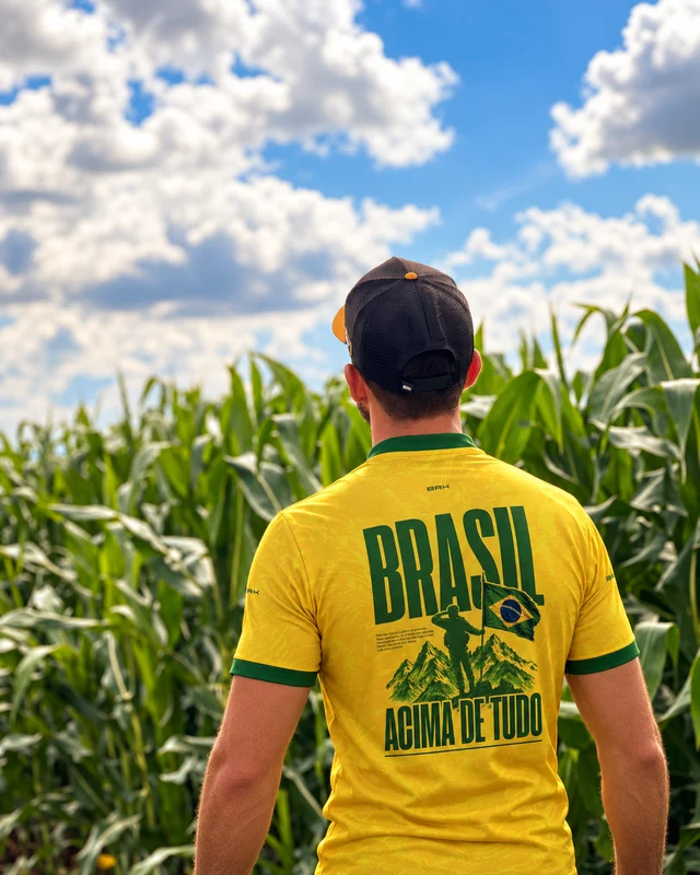 Camiseta Brasil Acima de Tudo Amarelo e Verde com Proteção UV50 G1