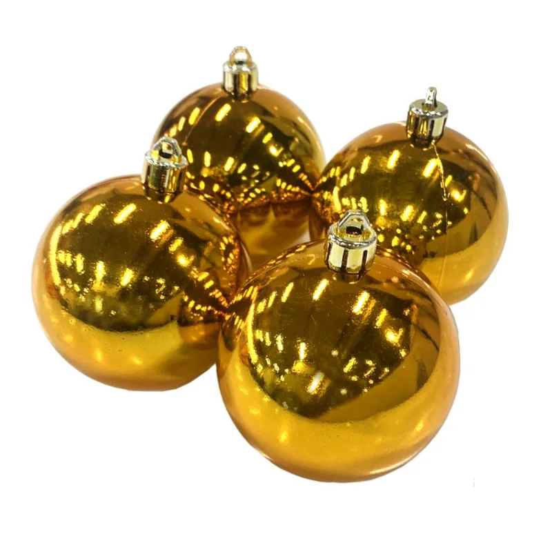 Enfeite Bolas de Natal 04 Peças 07cm Dourada - Só Natal