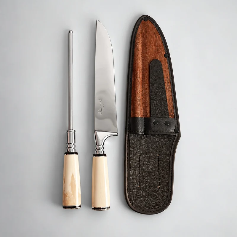 Kit Faca e Chaira Karandá 8" Bainha Preta