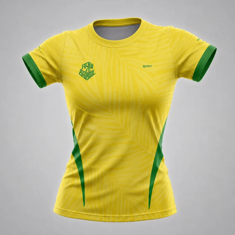 Camisa Brk Aqui é o Brasil Tropical Amarela com Proteção Solar UV50+ GG