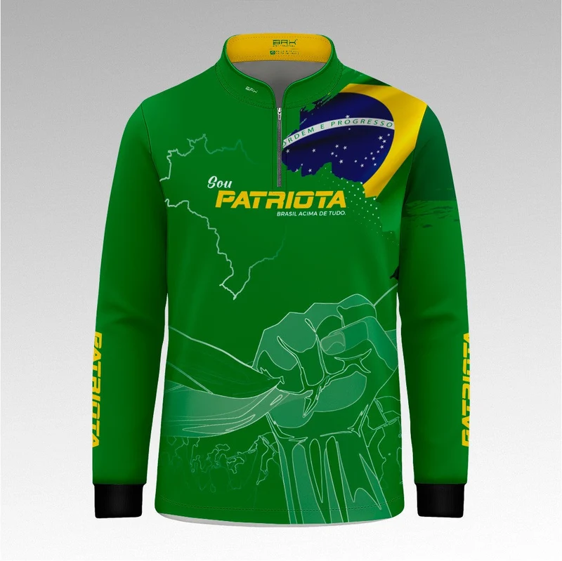 Camisa Infantil Verde Patriota Bandeira do Brasil com Proteção UV50 G1