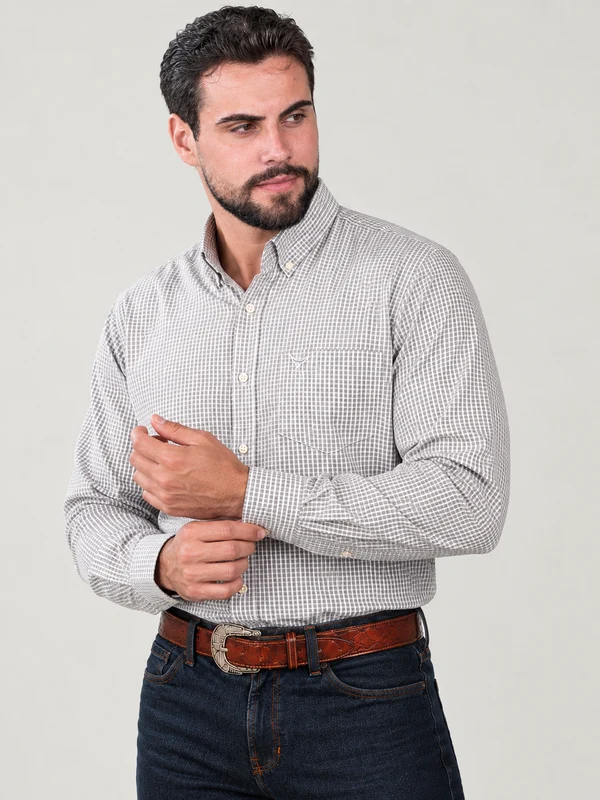 Camisa Xadrez Farm Bege - Manga Longa M