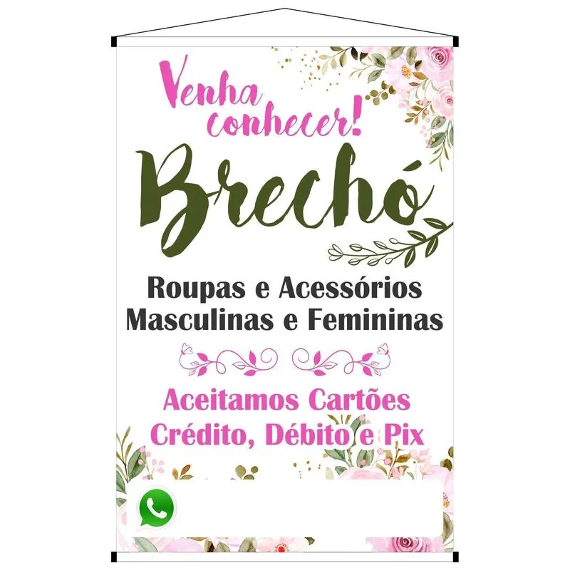 Banner Divulgação Brechó Loja Vendas 100x70cm