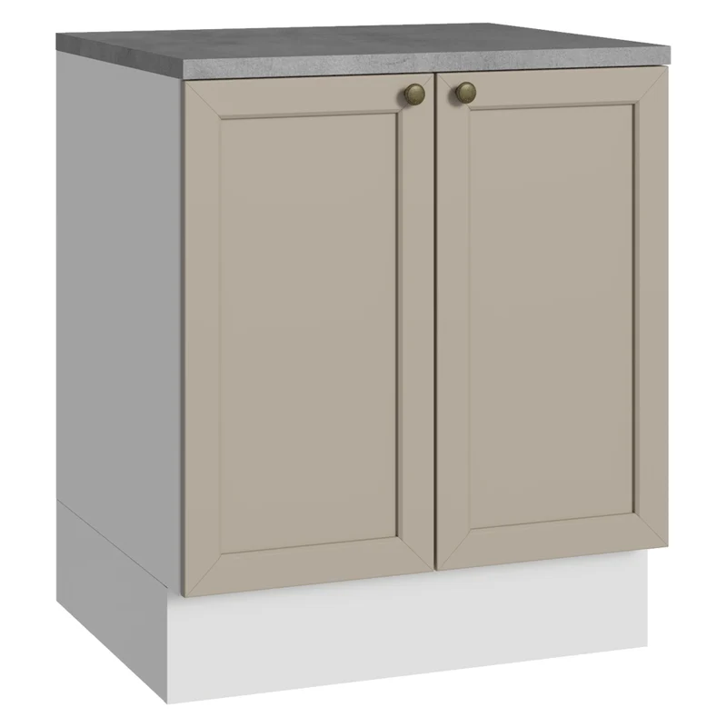 Balcão de Cozinha 70 x 60 cm 2 Portas (Com Tampo) Branco/Crema Vik Madesa - Madesa