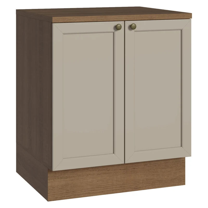 Balcão de Cozinha 70 x 60 cm 2 Portas (Com Tampo) Rustic/Crema Vik Madesa - Madesa