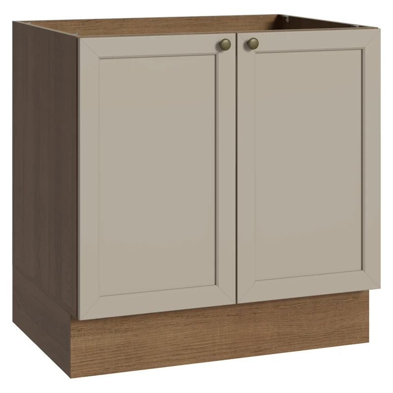 Balcão de Cozinha 80 x 60 cm 2 Portas (Sem Tampo) Rustic/Crema Vik Madesa