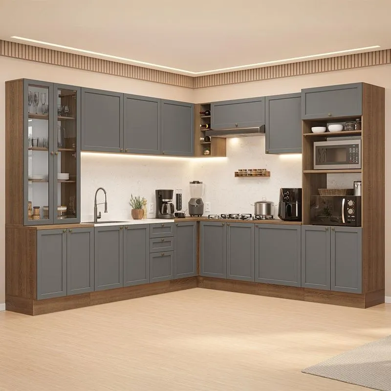 Armário de Cozinha Completa de Canto 549 cm Rustic Vik Madesa 01