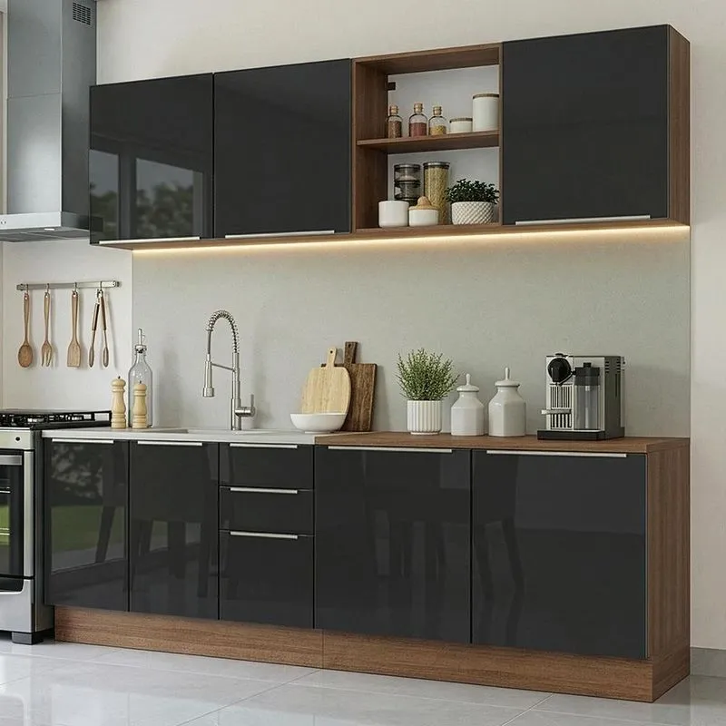 Armário de Cozinha Completa 240 cm Lux Madesa 09