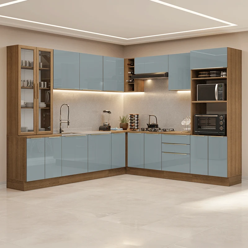 Armário de Cozinha Completa de Canto 549 cm Rustic/Cinza Lux Madesa 01 - Madesa