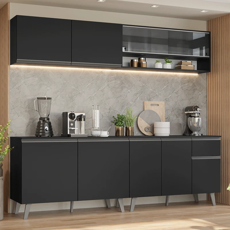 Armário de Cozinha Completa 260 cm Preto Nice Madesa 03 - Madesa