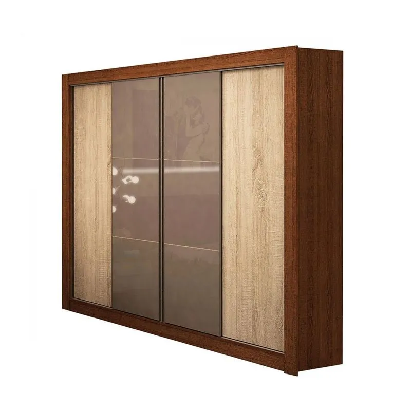 Guarda Roupa 4 Portas Deslizantes Montana com Espelho Madesa Rustic com Saara
