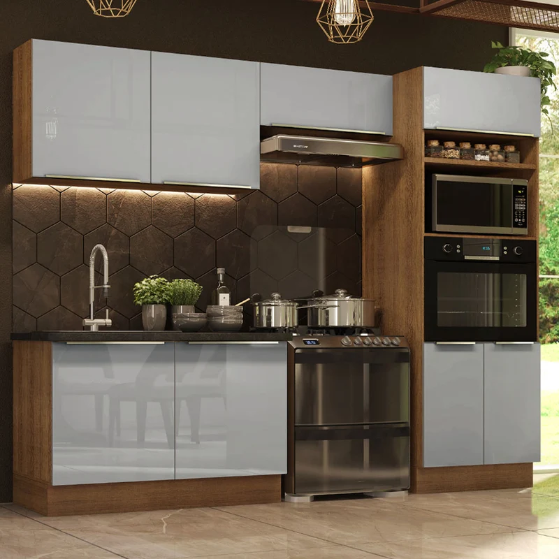 Cozinha Completa Madesa Lux 270001 com Armário e Balcão - Rustic/Cinza Rustic/Cinza