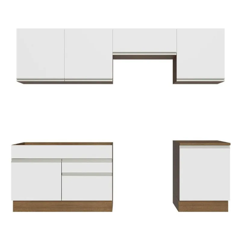 Cocina integral Madesa 260cm marron blanco glamy 04