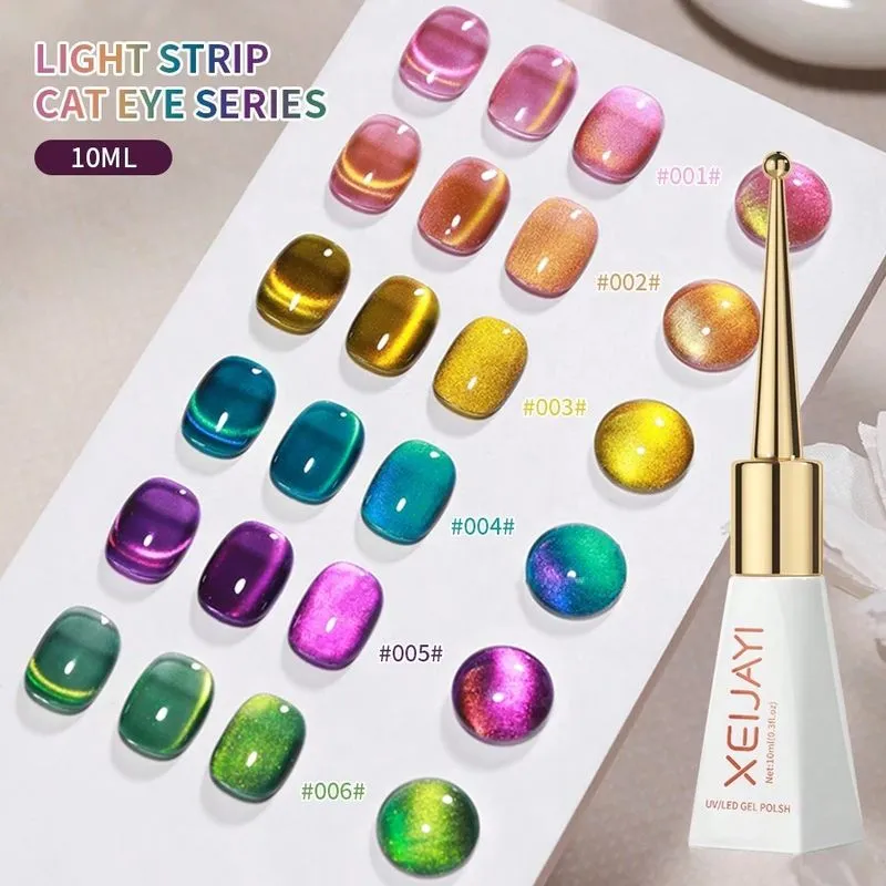 6pcs 10ml Faixa De Luz Popular Olho De Gato Gel Magnético Unha Poli