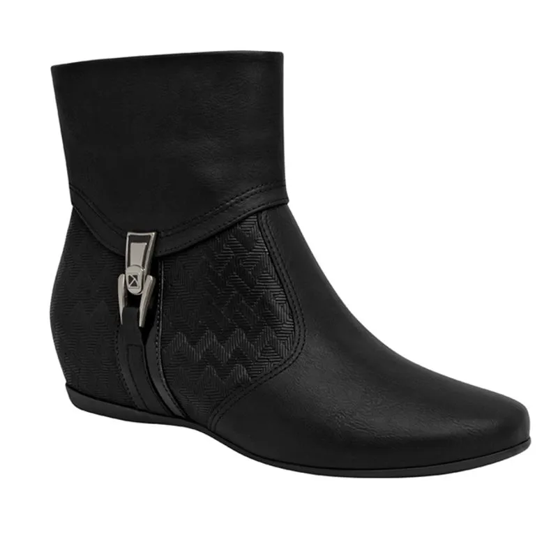 Bota Cano Curto Anabela Médio Preto