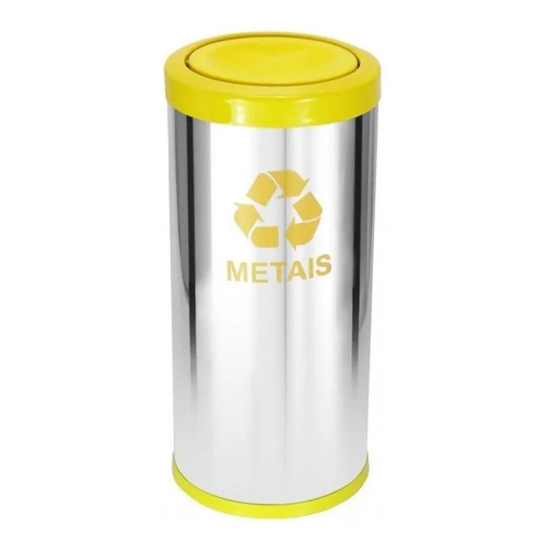 Lixeira em Aço Inox Com Tampa Meia Esfera Plástica