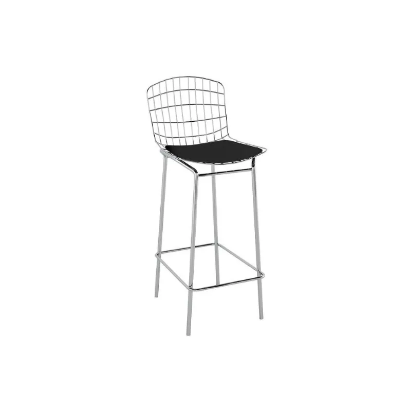 Banqueta Sala de Jantar Trama PB22CR 1 Un Vinil Preto/Cromado - Pozza