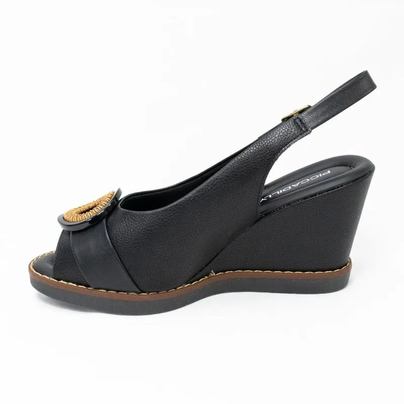 Sandália Piccadilly 428036 SlingBack com salto anabela