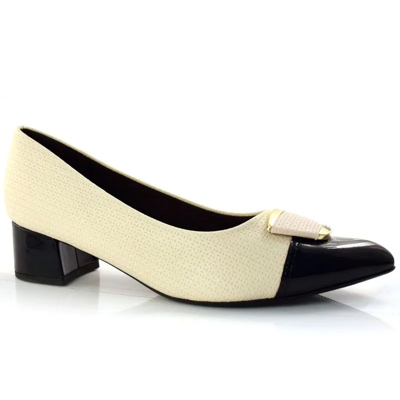 Scarpin Feminino com Salto Bloco Piccadilly Off White 739032 34