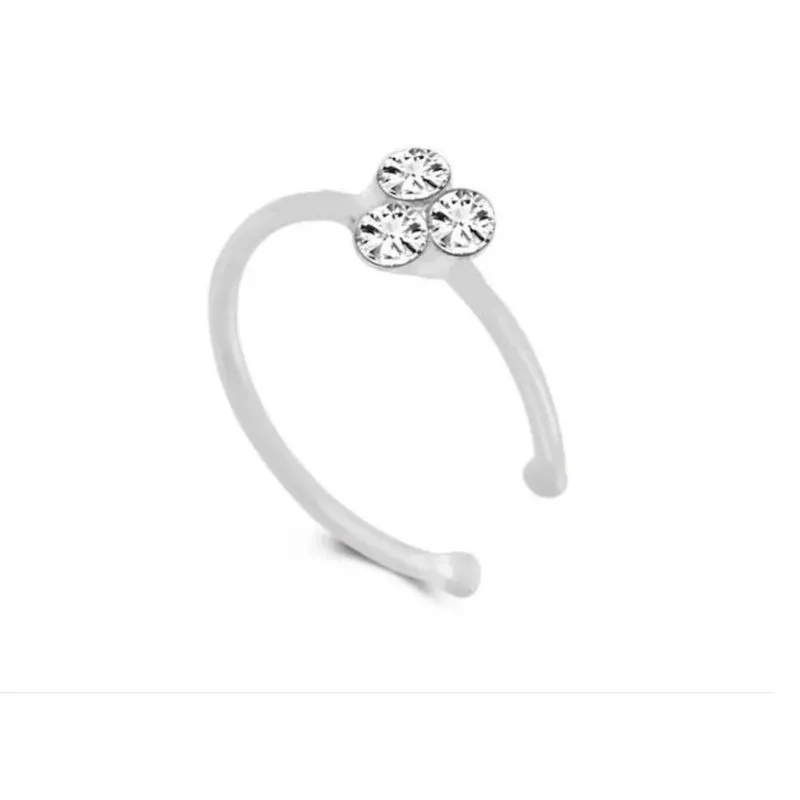 Piercing Argolha Nariz 3 Pontos De Luz Prateado Stras