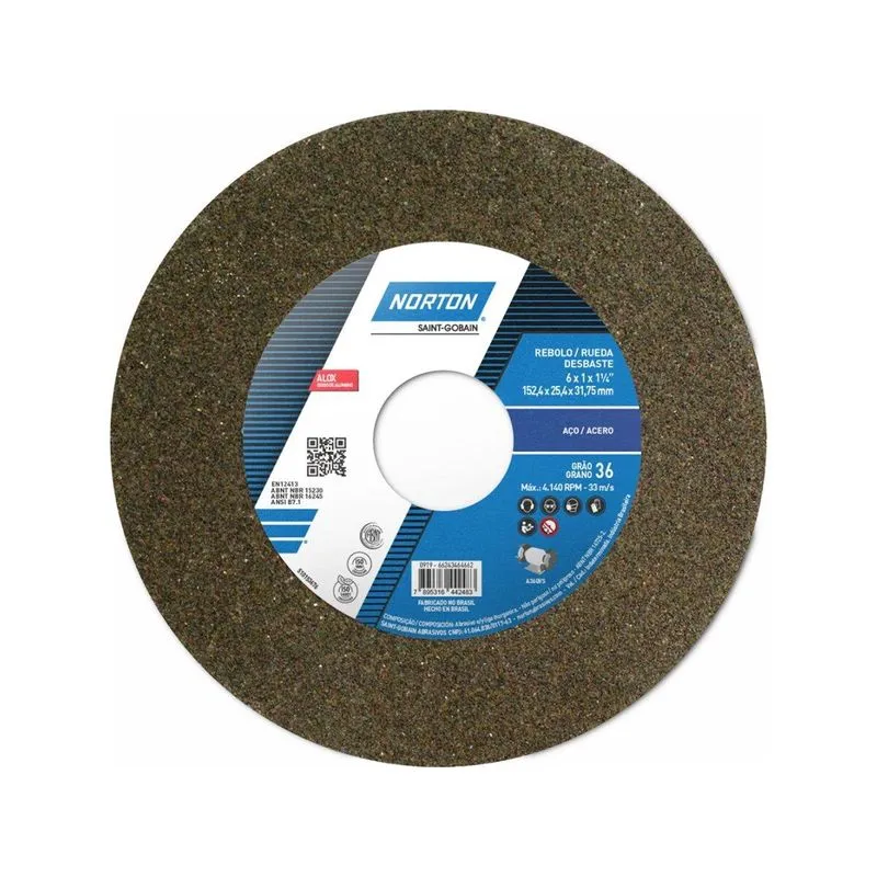 Rebolo para Desbaste Grosso 6x1x1.1/4" NORTON REBOLO MAXI GROSSO 6X1X1.1/4" NORTON - Norton