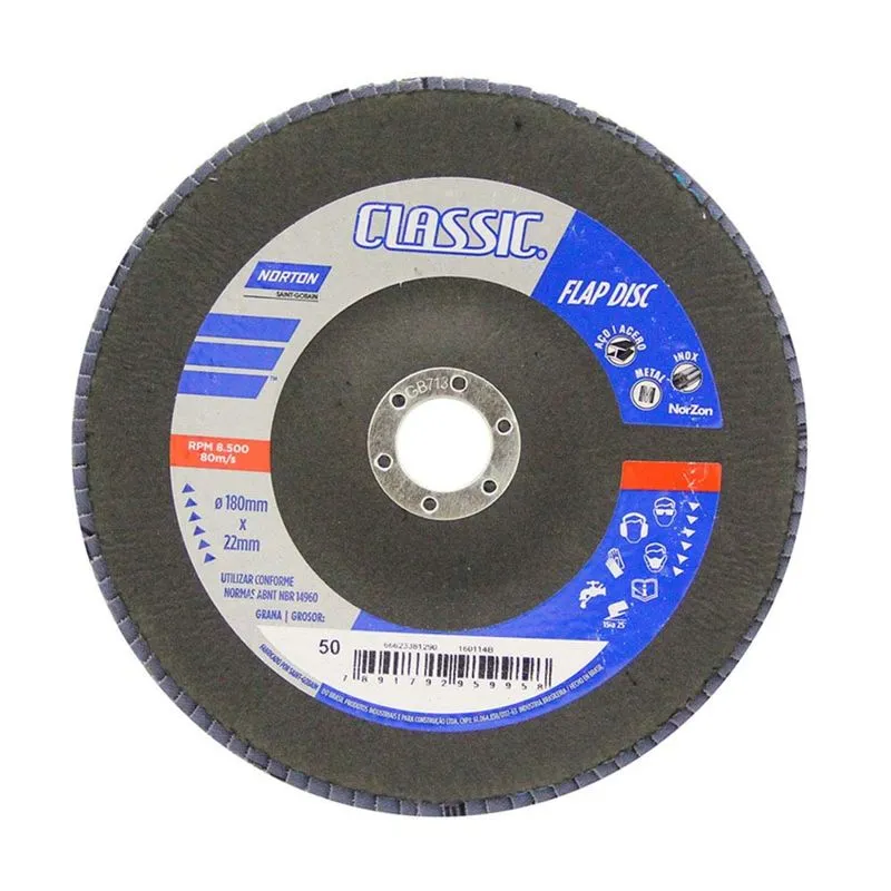 Disco de desbaste para metais 180x22mm grão 50 preto Norton Norton