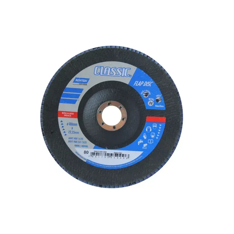 Disco Flap Classic Basic 180x22,23mm Grão 80 Norton